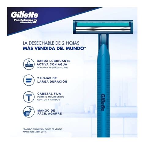 Rastrillos Desechables Gillette Prestobarba 2 Ultragrip Cabeza Fija 10