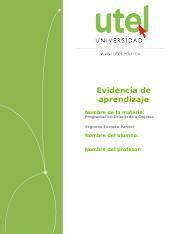 POO EA EV2 Docx Evidencia De Aprendizaje Nombre De La Materia