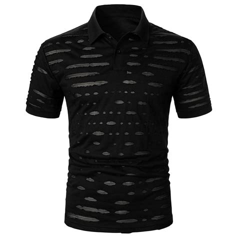 Ierhent Polo Shirts For Men Mens Waffle Button Polo Shirt With Short Sleevesblackm