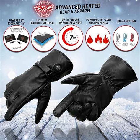 Milwaukee Leather Men's 7V Leather Heated Winter Gloves - The Warming Store