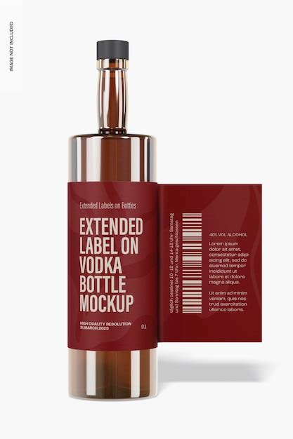 Premium Psd Extended Label On Vodka Bottle Mockup Front View