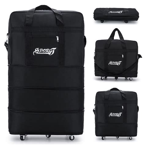 32in Expandable Rolling Suitcase 3 Layer Collapsible Duffle Bag For