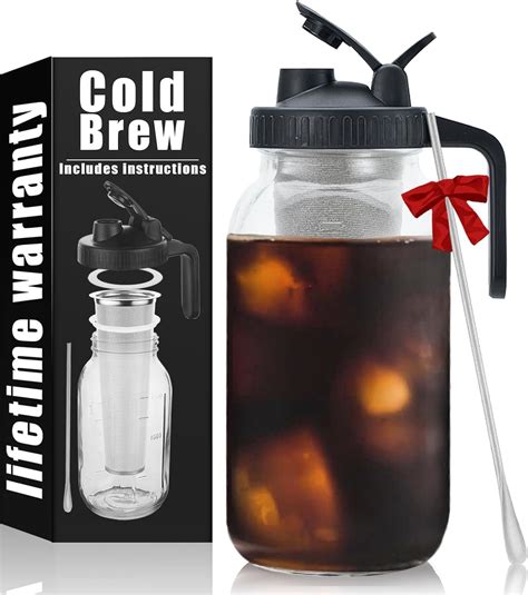 Cold Brew Mason Coffee Maker Oz Iced Coffee Pitcher With Stainless