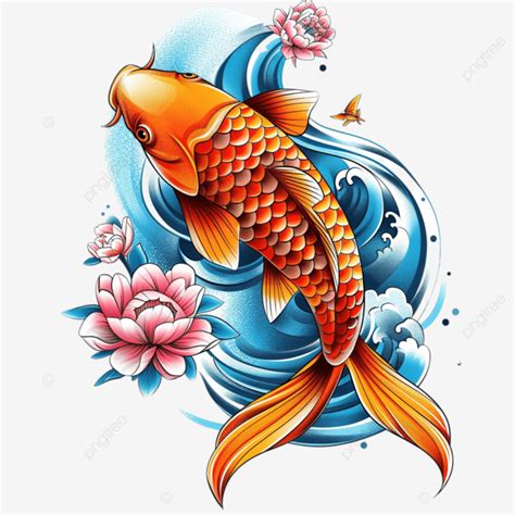 Koi Carp Tattoo Design, Halftone, Color, Shirt PNG Transparent Image and Clipart for Free Download