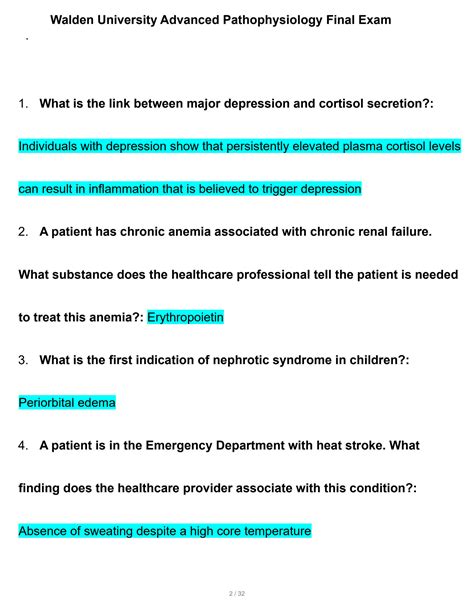 Solution Final Exam Nurs Nurs Latest Advanced