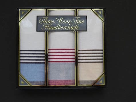 Vintage Mens Handkerchiefs Set Of New In Package Blue Rust