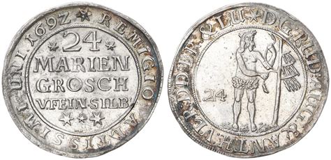 Braunschweig Wolfenbüttel 24 Mariengroschen 1692 Feinsilber aEF