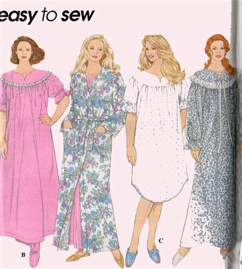 Vtg 90s Misses Easy Nightgown Pattern Short Long Robe Full Etsy