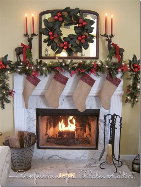 Confessions Of A Plate Addict Tartan And Magnolia Christmas Mantel