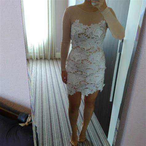 White And Nude Floral Mesh Dress Brand New Never Depop