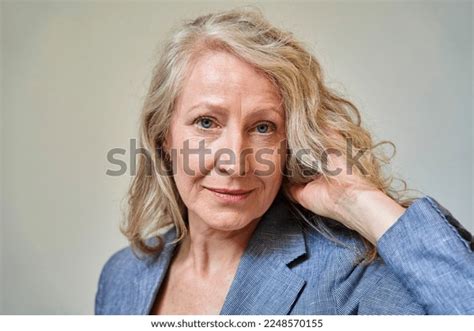 Senior Blonde Woman Looking Camera While Stock Photo Shutterstock