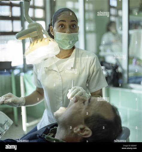 Latina Dental Nurse And Patient Stock Photo Alamy