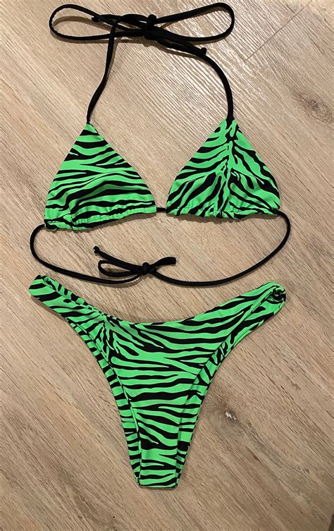 Women Bikinis Set Women Swim Wear Triangle Bralette Two Etsy