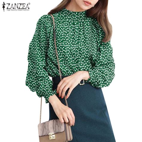 Zanzea Women Korean Casual Long Sleeve Elegant Versatile Floral Printed