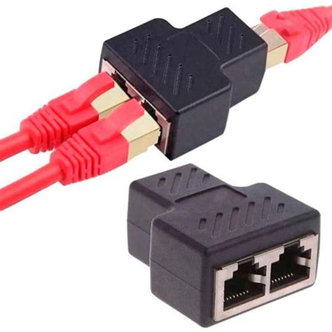 Adaptador Emenda Extensor Duplicador Rj45 Cabo Rede Preto Js