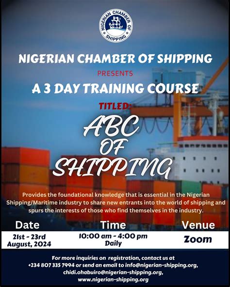 Abc Of Shipping Training Program Nigerian Chamber Of Shipping