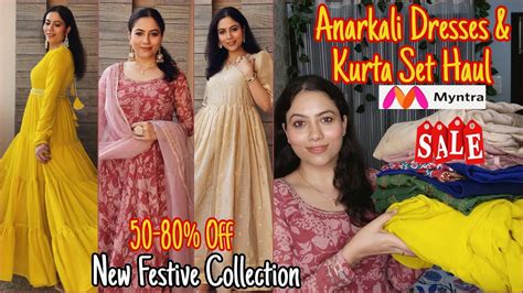 Myntra Anarkali Dress Kurta Set Haul Long Sleeves Anarkali Party