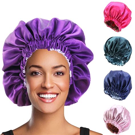 Ludlz Women Satin Bonnet Sleep Bonnet Cap Extra Large Double Layer