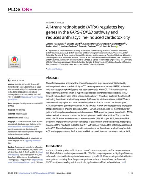 Pdf All Trans Retinoic Acid Atra Regulates Key Genes In The Rarg