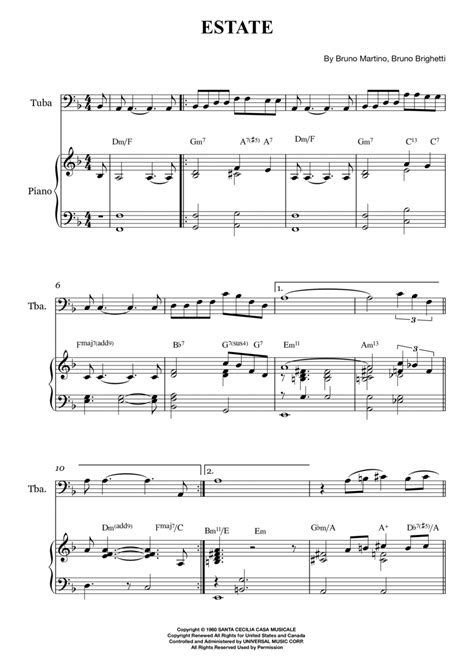 Estate Arr Karen Rodrigues By Bruno Martino Sheet Music For Piano