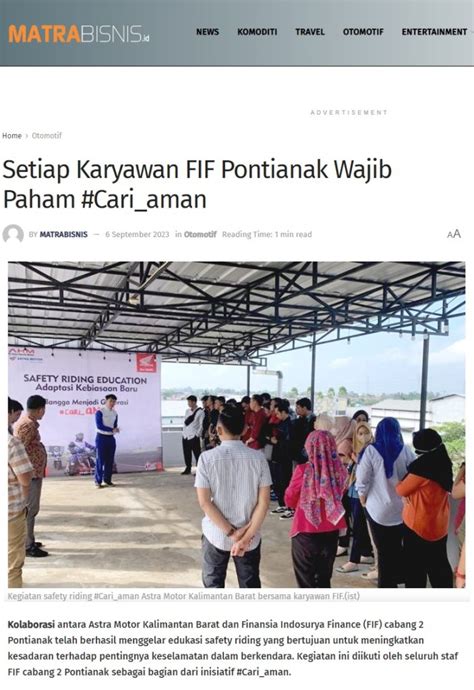 Setiap Karyawan FIF Pontianak Wajib Paham Cari Aman Astra Motor