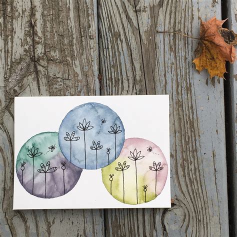 By Emma Set Of Handmade Watercolor And Ink Greeting Cards Etsy