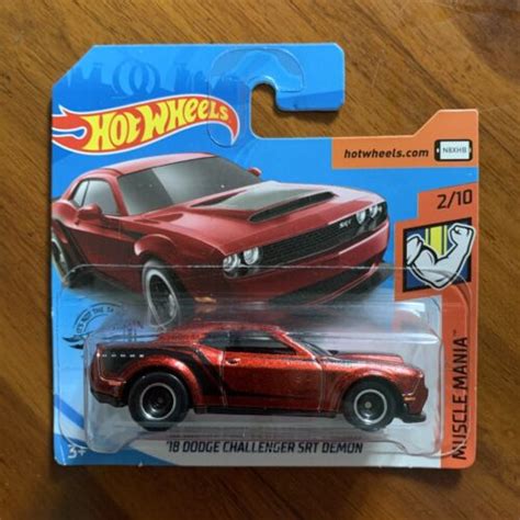 Hot Wheels Short Card 2019 Super Treasure Hunt Dodge Challenger SRT Demon Red EBay