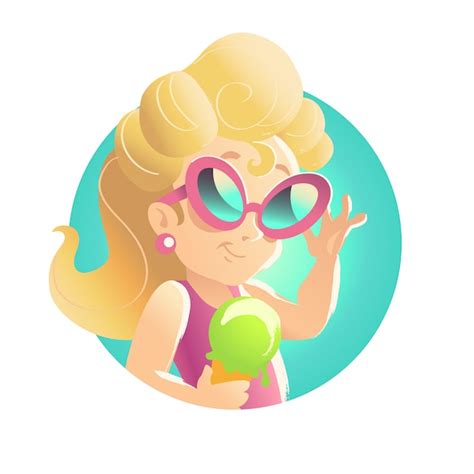 Petite Fille Blonde Avec De La Glace Illustration Vecteur Premium