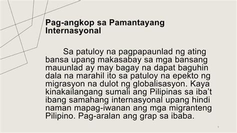 Araling Panlipunan Saloobin Sa Epekto Ng Migrasyon Pptx