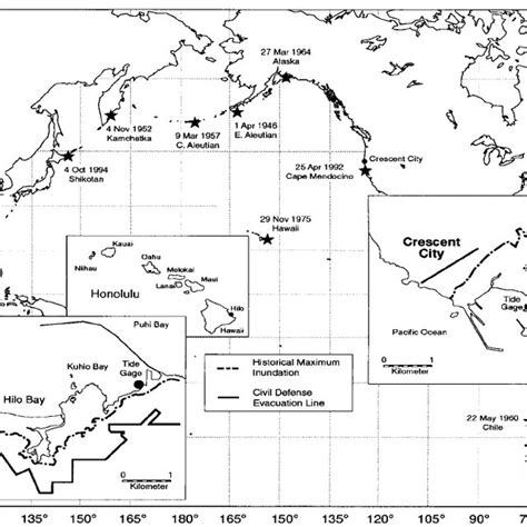 Map of the Pacific Ocean, showing earthquake epicenters of the ...