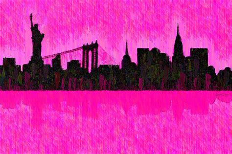 New York Skyline Silhouette Pink - DA Digital Art by Leonardo Digenio ...