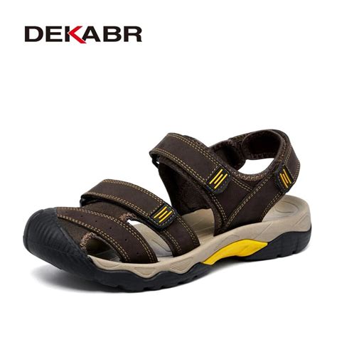 Dekabr Brand Summer Men S Sandals Outdoor Genuine Leather Beach Sandals Man Soft Breathable