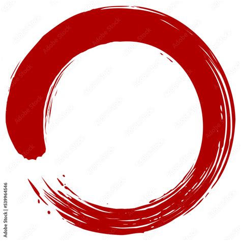 Red Zen Enso Japanese Circle Brush Stroke Sumi E Vector Illustration