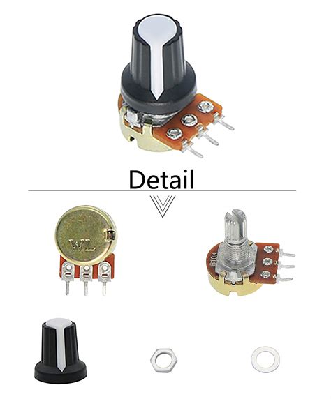 Buy B K K Ohm Knurled Shaft Linear Rotary Taper Potentiometer With