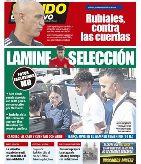 Las Portadas Del Jueves Medidas Contra Rubiales No Es No Y Una