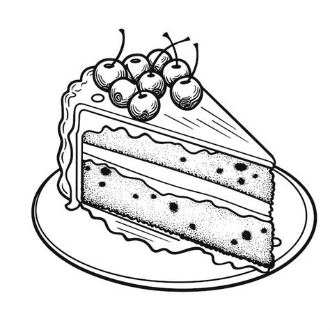 Premium Vector | Black and white drawing of a cake hand drawn birthday ...