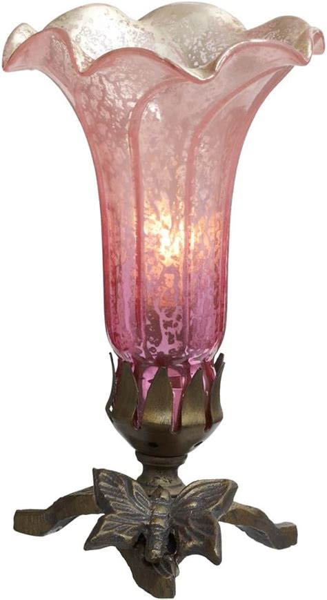 Hand Blown Mercury Glass Lamp 8 Inch Decorative Lily Flower Accent Table Lamp Shade