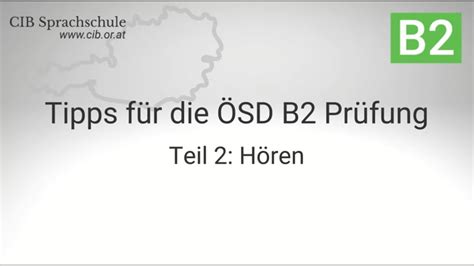 Tipps für ÖSD B2 Prüfung Teil 2 Hören YouTube