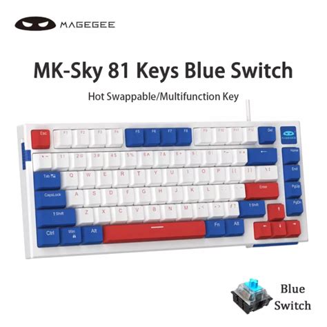 Magegee Mechanical Gaming Keyboard Sky Hot Swappable Wired Keys Backlit Ultra Slim