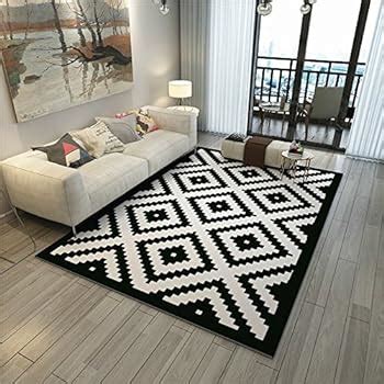 Decoweb Tapis Graphique Noir Et Blanc X Cm Amazon Fr