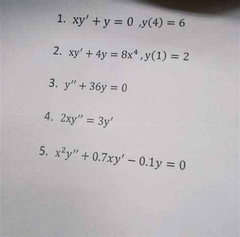 Solved 1 Xy Y 0 Y 4 6 2 Xy 4y 8x4 Y 1 2 3