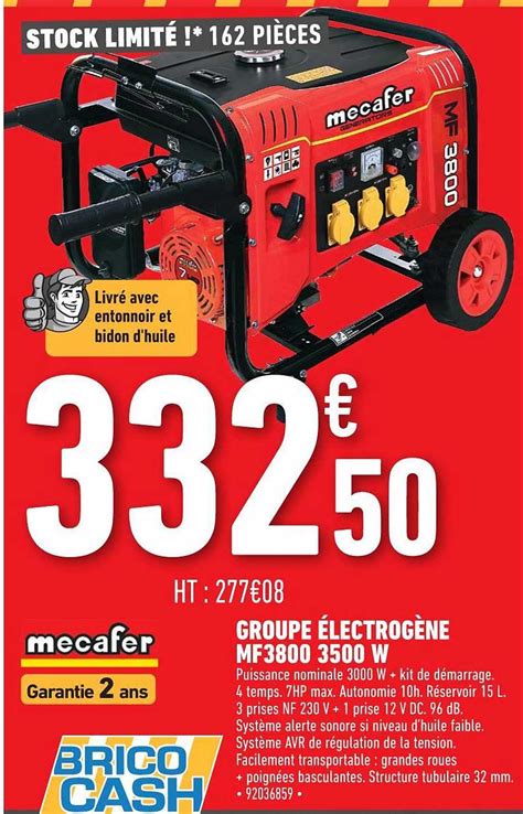 Promo Groupe électrogène Mf3800 3500 W Mecafer Chez Brico Cash