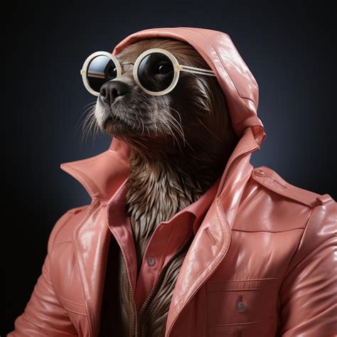 Premium Photo A Photo Of A Seal Wearing A Pink Jacket And Sunglasses