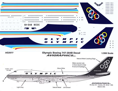 1200 Scale Decal Olympic 747 200