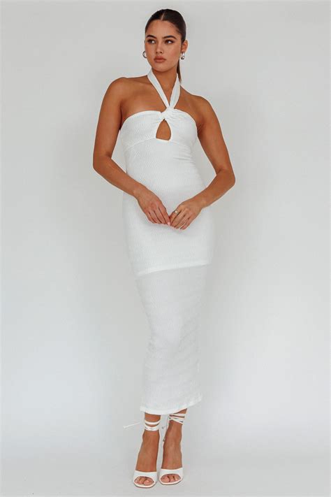 Shop The Mari Halterneck Midi Dress White Selfie Leslie Australia