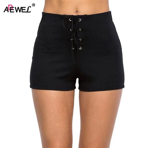 Adewel Summer Style Fashion Casual High Waist Shorts Black Sexy Club Wear Casual Vintage Women