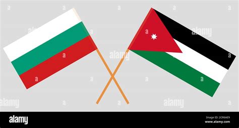 Crossed Flags Of Jordan And Bulgaria Official Colors Correct