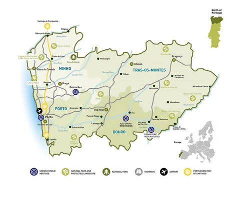 Northern Portugal Map Map Of Northern Portugal Southern Europe Europe