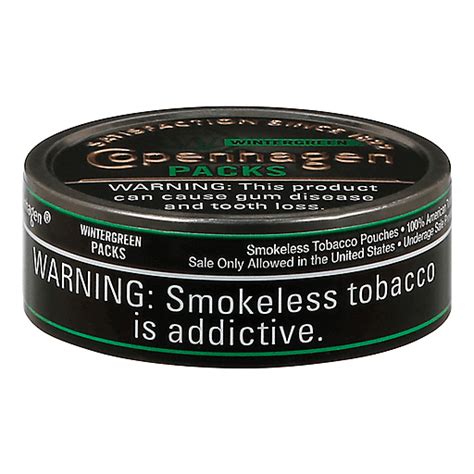 Copenhagen Packs Wintergreen Smokeless Tobacco 0847 Oz Tobacco