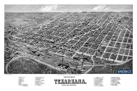 Beautifully restored map of Texarkana, TX and AR from 1888 - KNOWOL